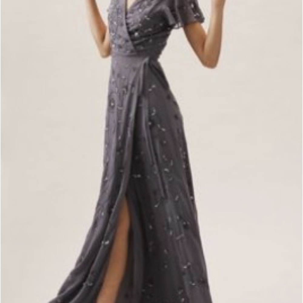 BHLDN Gray Embellished Maxi Dress